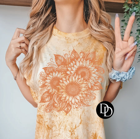 SUNFLOWER ART ORANGE PRINTED APPAREL A12