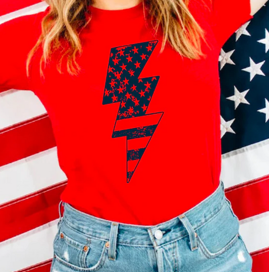 PATRIOTIC LIGHTNING BOLT PRINTED APPAREL K31