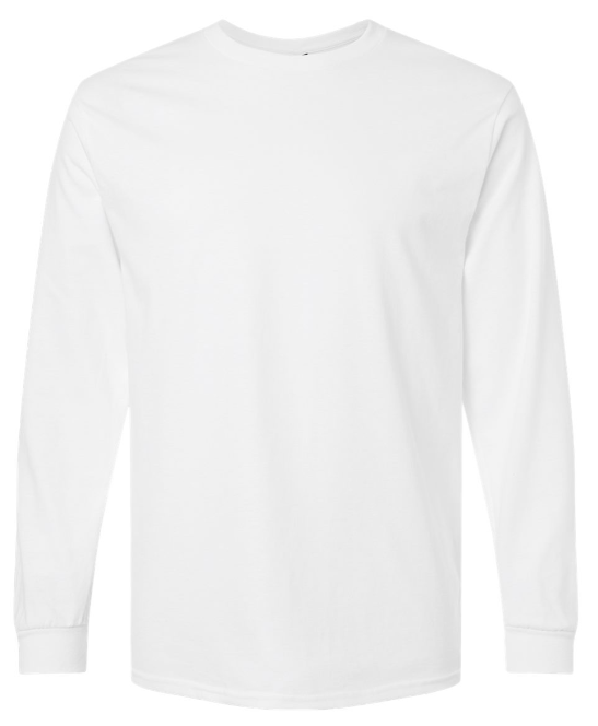 MEDIUM WHITE GILDAN HEAVY COTTON LONG SLEEVE