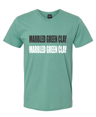 LARGE MARBLED GREEN CLAY IN STOCK HANES T-SHIRT