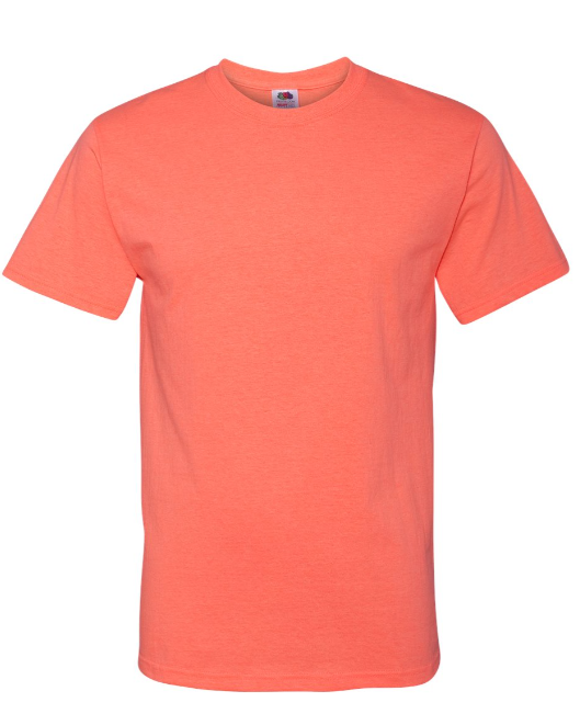 LARGE IN STOCK RETRO HEATHER CORAL 50/50 COTTON T-SHIRT