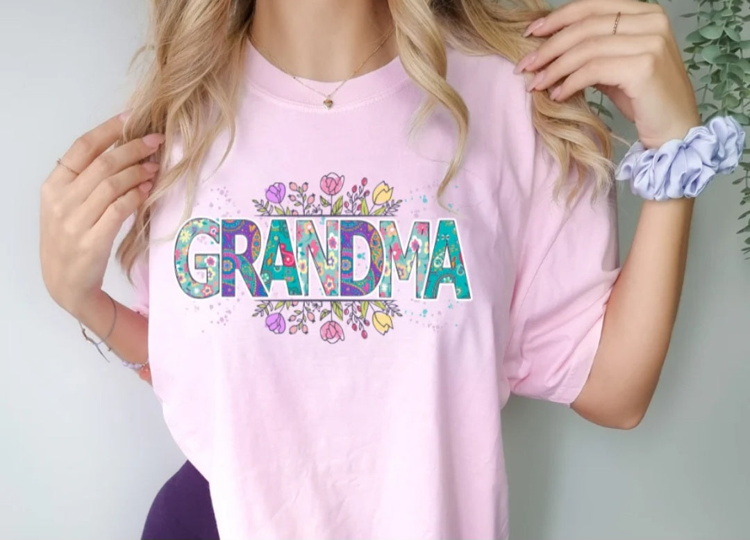 GRANDMA FLORAL FULL COLOR SCREEN PRINT TRANSFER G24