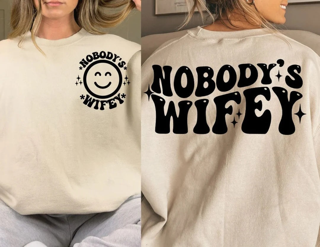 NOBODY'S WIFE SCREEN PRINT TRANSFER A1