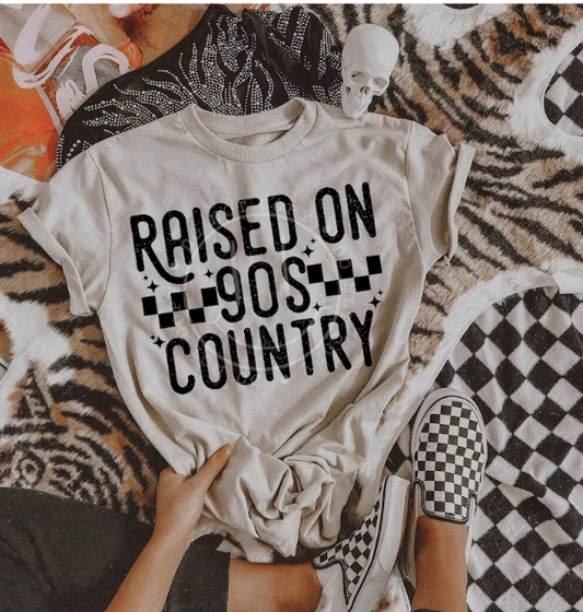 RAISED ON 90'S COUNTRY SCREEN PRINT TRANSFER B25