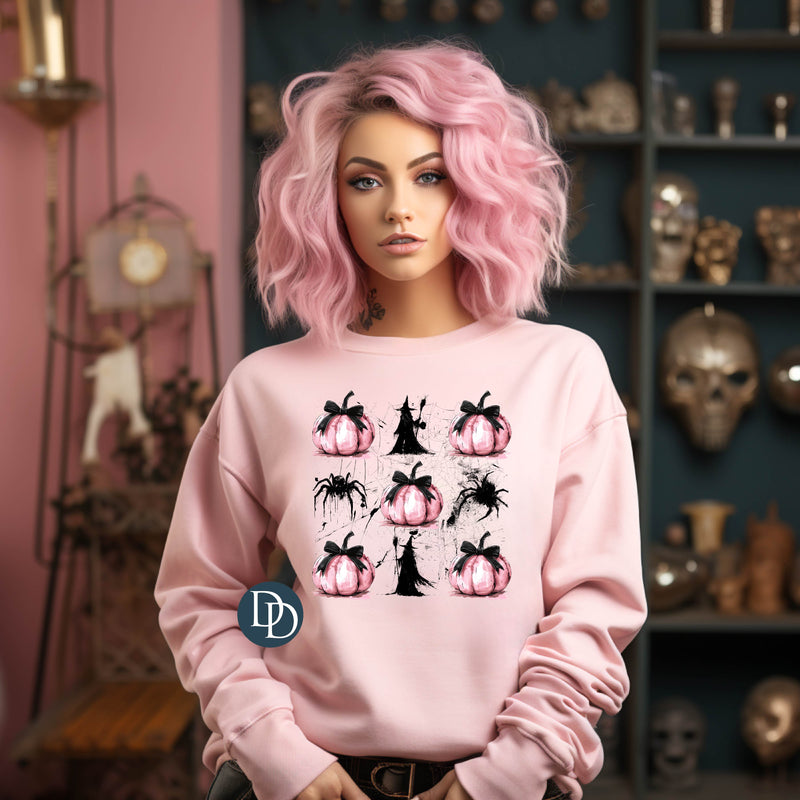 WITCH SPIDER PINK PUMPKINS FULL COLOR PRINTED APPAREL 90