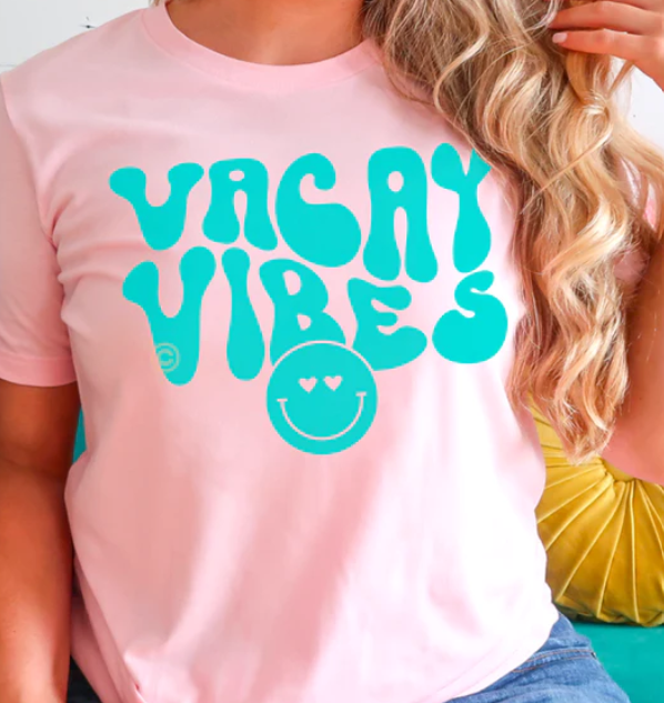 VACAY VIBES BLUE PRINTED APPAREL G12