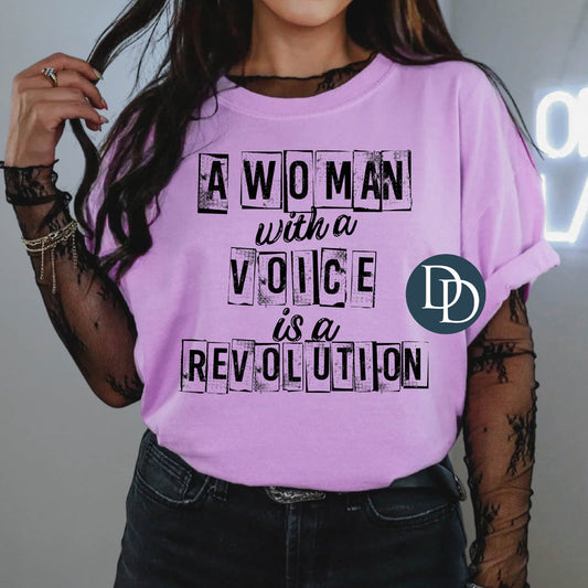 A WOMAN WITH A VOICE IS A REVOLUTION SCREEN PRINT