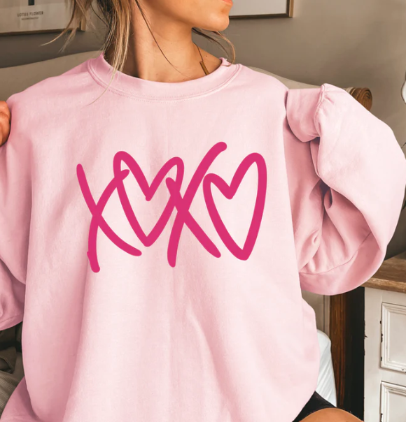 XOXO PINK SCRIPT PRINTED APPAREL C26