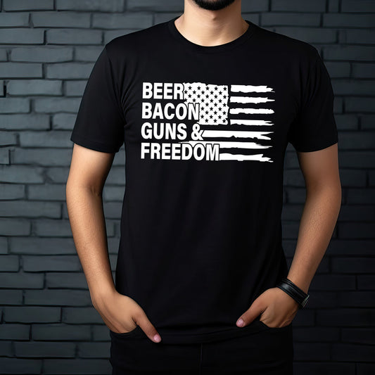 BEER BACON GUNS & FREEDOM PRINTED APPAREL E26