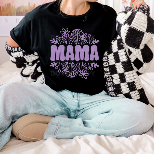 MAMA FLORAL LAVENDER INK PRINTED APPAREL H24