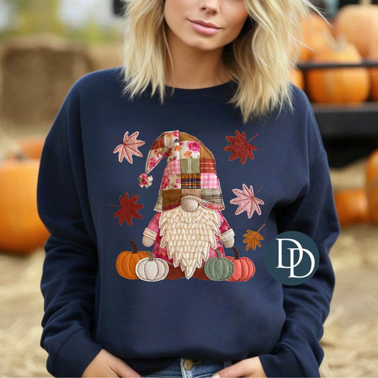 PATCHWORK GNOME FAUX EMBROIDERY FULL COLOR PRINT