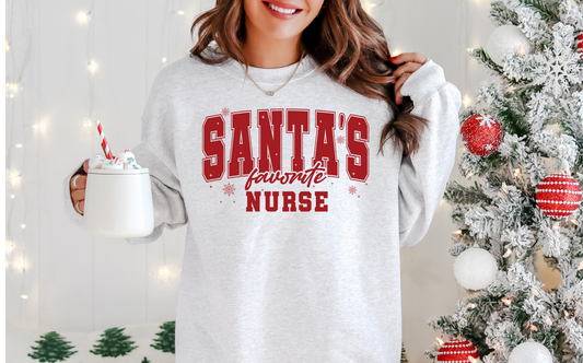 SANTA'S FAVORITE NURSE SINGLE COLOR PRINT