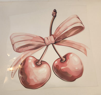 PINK BOW & CHERRIES FULL COLOR TRANSFER 1025