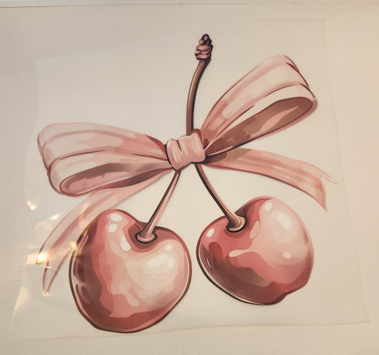 PINK BOW & CHERRIES FULL COLOR TRANSFER 1025