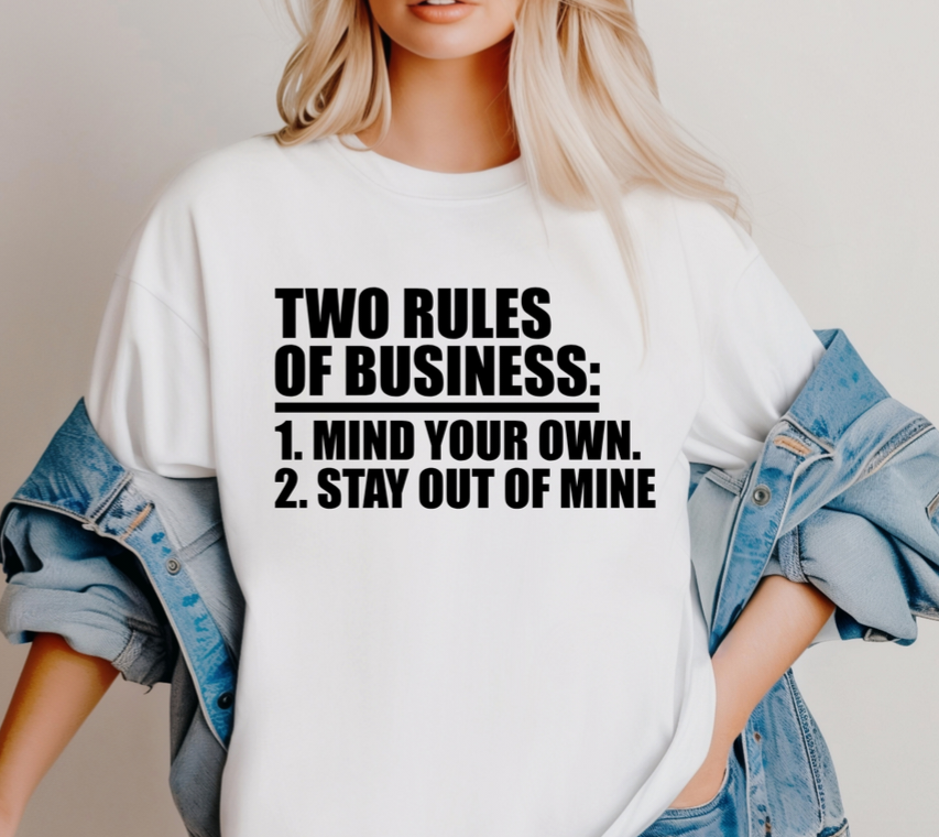 TWO RULES OF BUSINESS: SINGLE COLOR PRINT WHOLESALE D15