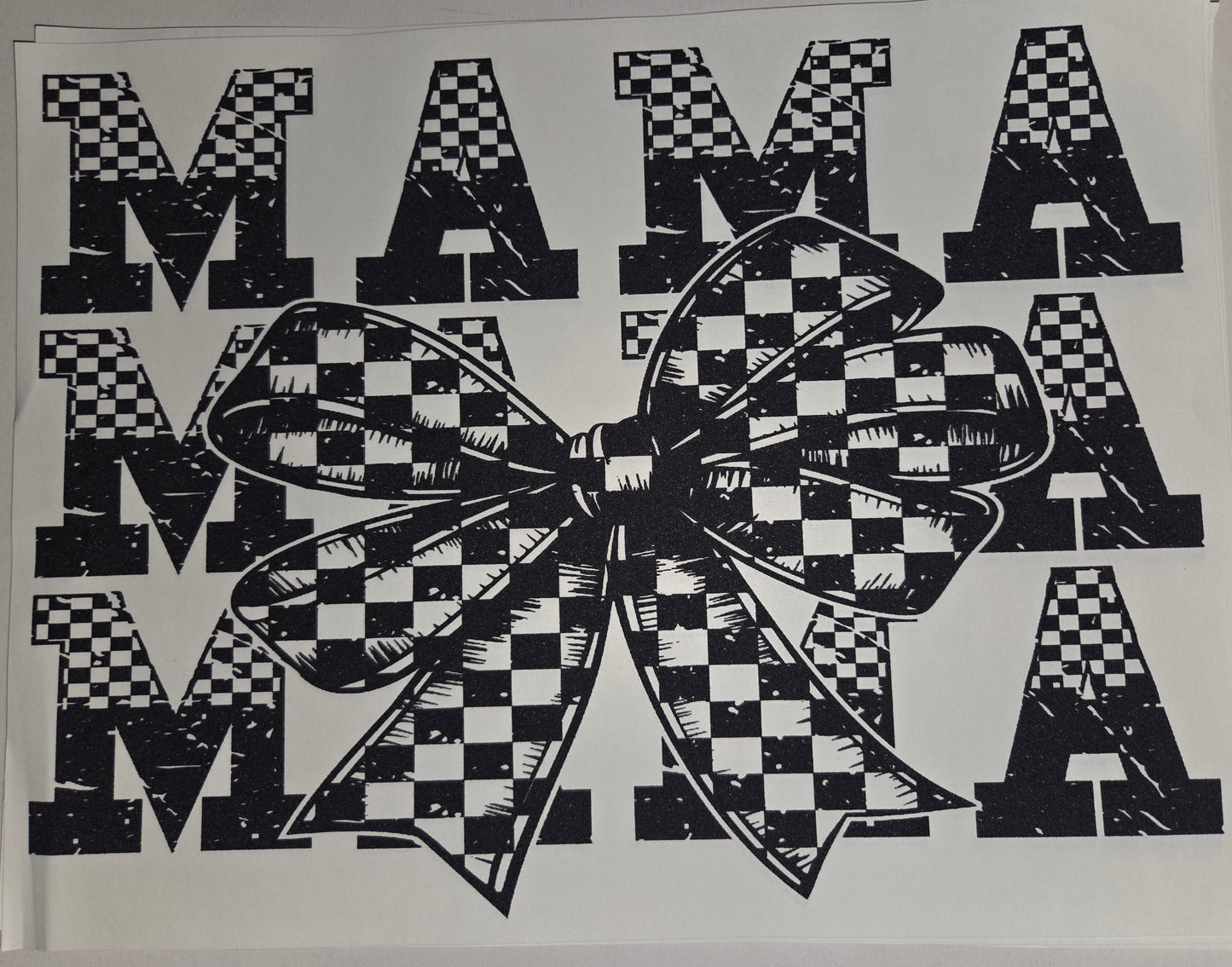 MAMA CHECKERED BOW SINGLE COLOR PRINT WHOLESALE