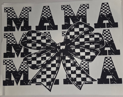 MAMA CHECKERED BOW SINGLE COLOR PRINT WHOLESALE