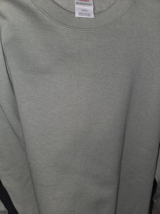 SMALL SAGE GREEN 50/50 HANES CREWNECK SWEATSHIRT